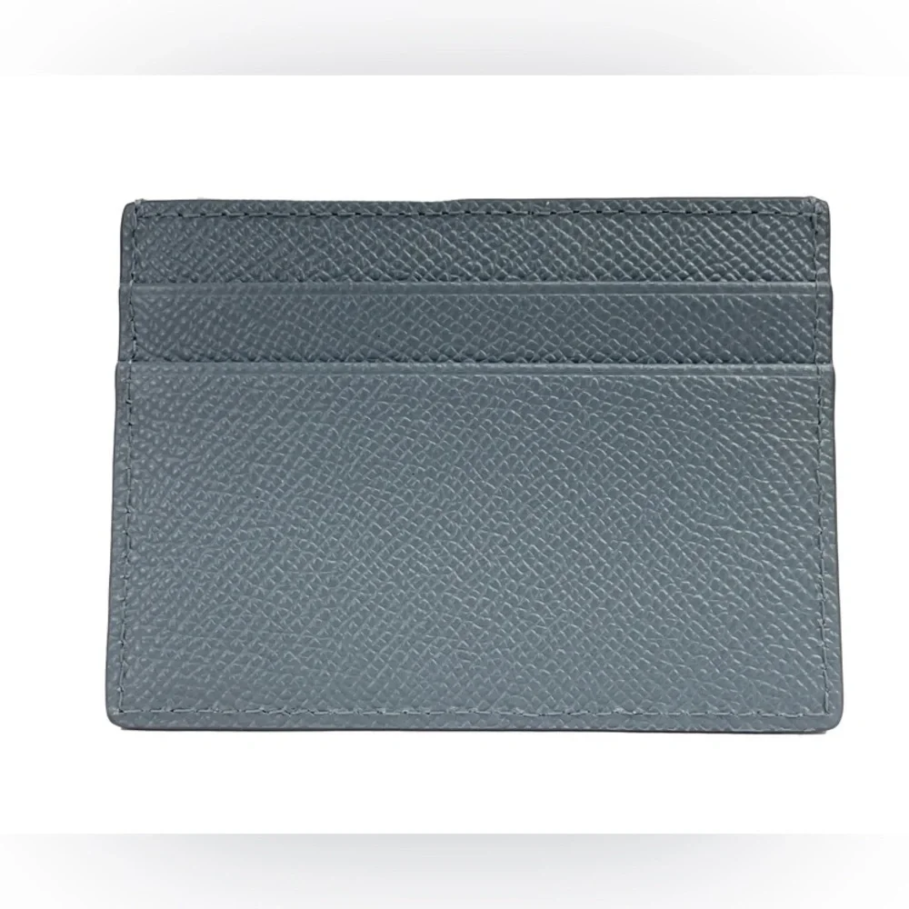 Burberry Sandon Card Case Wallet Embossed Logo Leather Storm Grey *NWT*